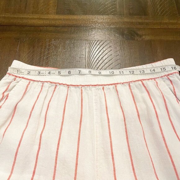 C&C California 100% Linen Striped Pull On High Waist Ankle Pants XL Lagenlook - Picture 7 of 7